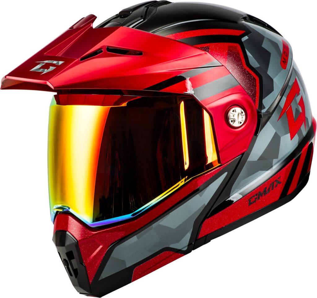 GMAX MD-74 Striker Modular Helmet — Black/Grey/Red Metallic — STRIKER