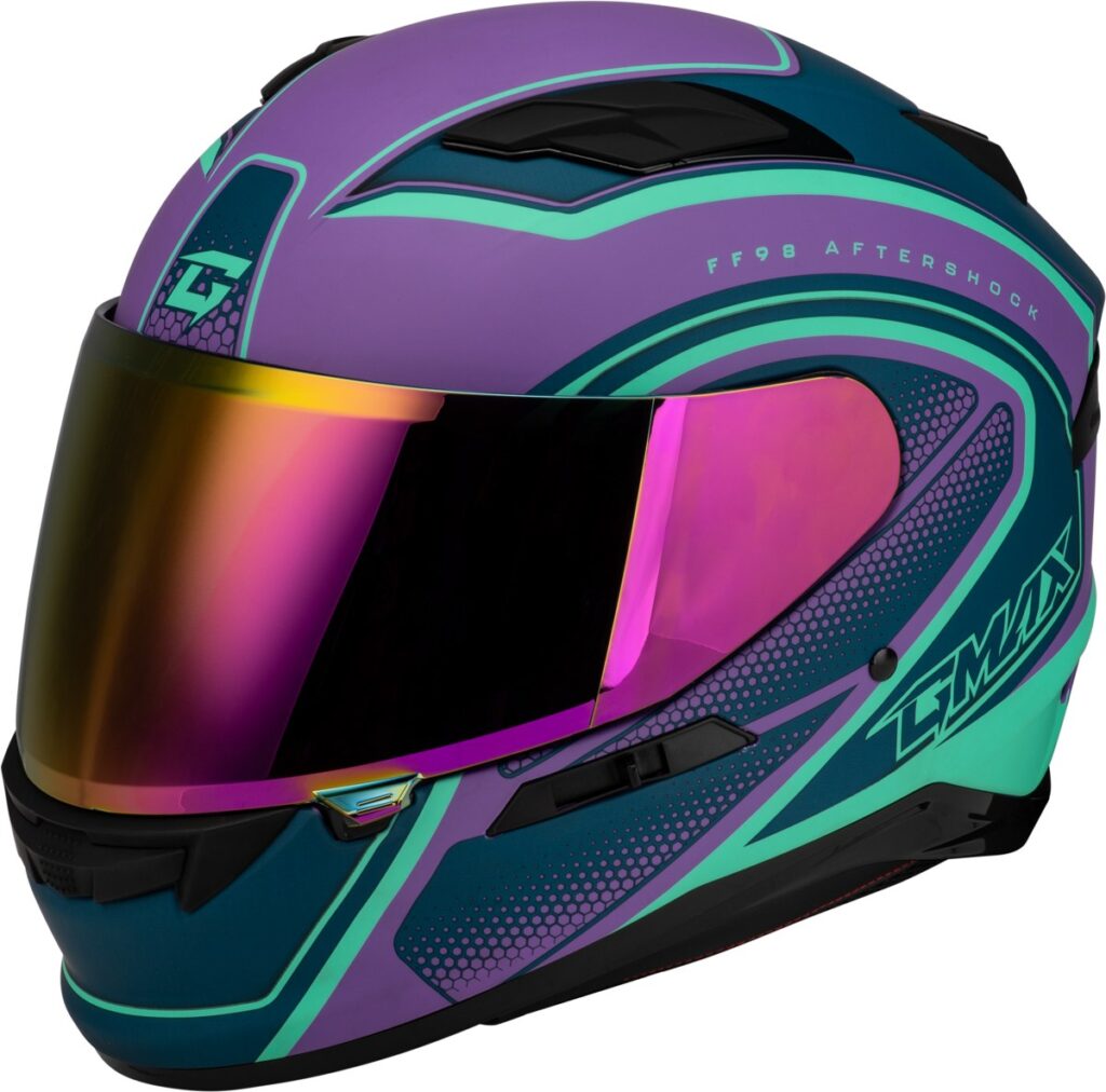GMAX FF-98 Aftershock Helmet — Purple/Blue Matte — AFTERSHOCK