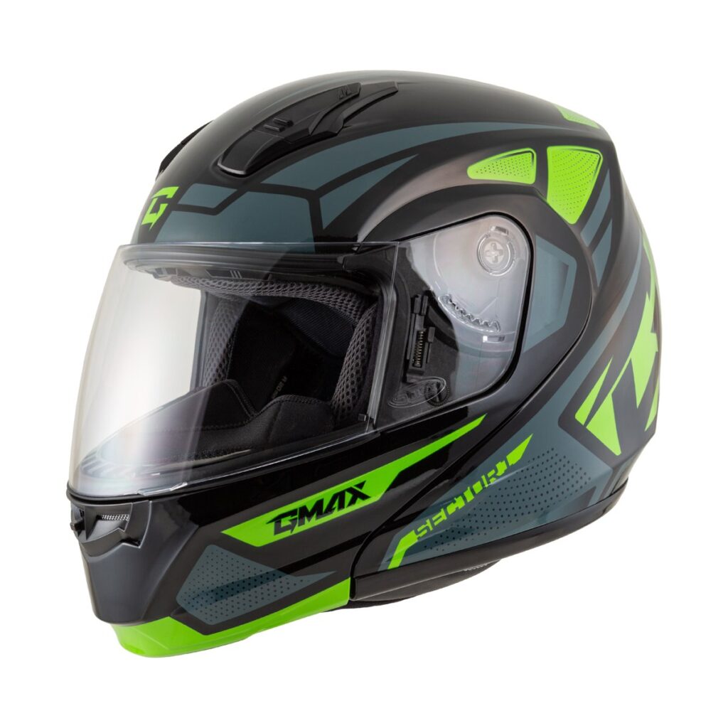 GMAX MD-04 Sector Helmet — Black/Green/White — SECTOR