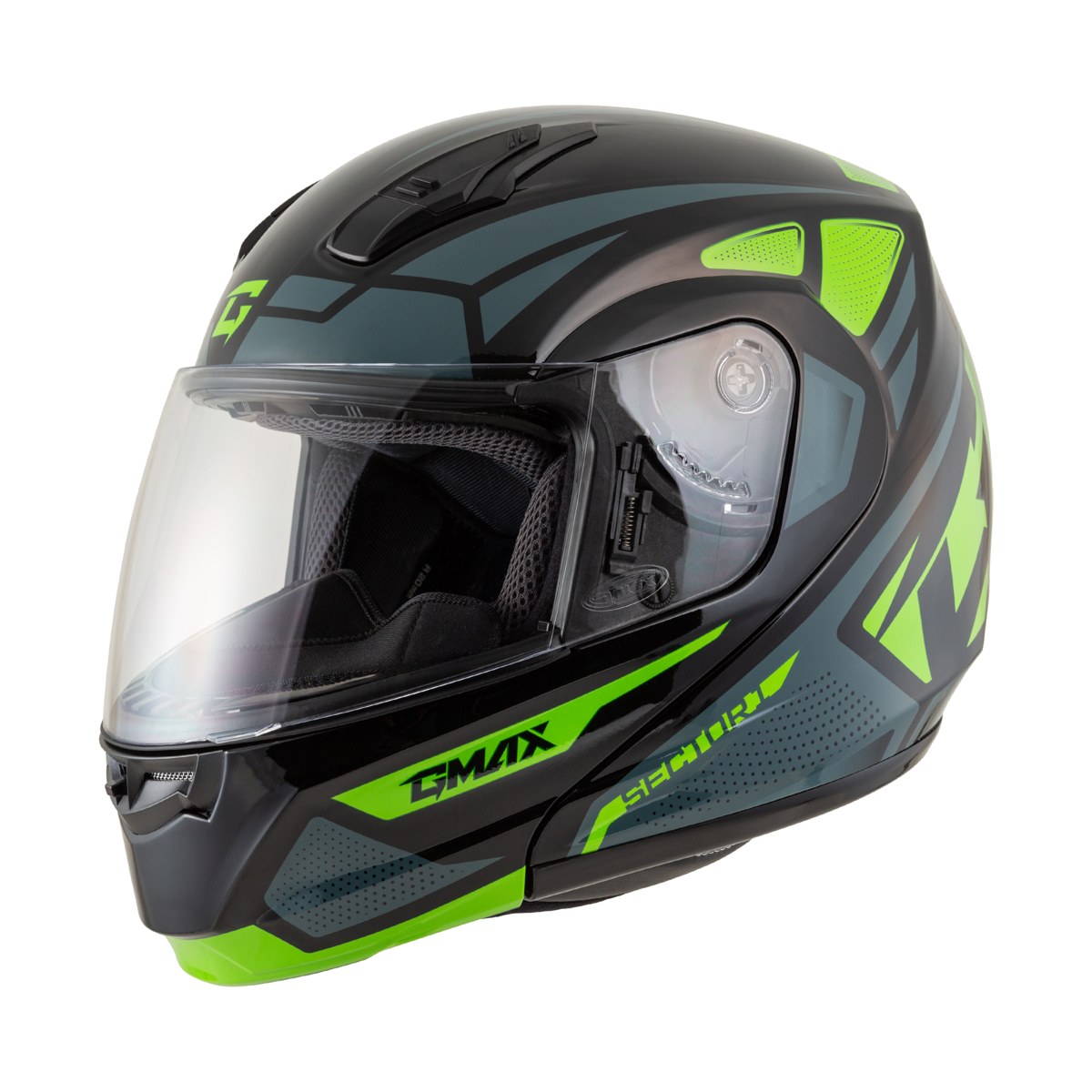 GMAX MD-04 Sector Helmet — Black/Green/White — SECTOR