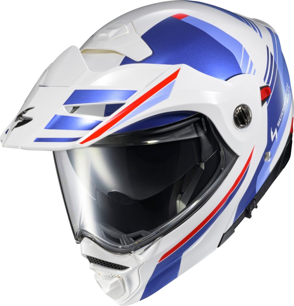 SCORPION EXO EXO-AT960 Modular Helmet — White/Blue — MONK