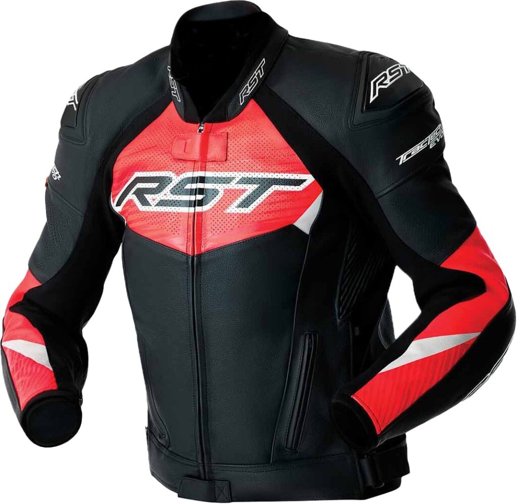 RST Tractech Evo D3O Leather Jackets — Black/Fluorescent Red