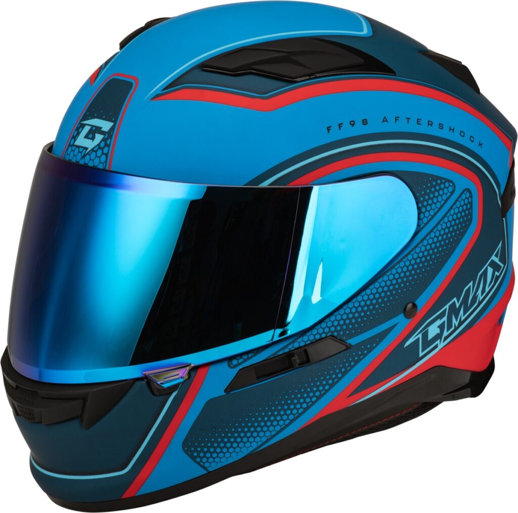 GMAX FF-98 Aftershock Helmet — Blue/Red Matte — AFTERSHOCK