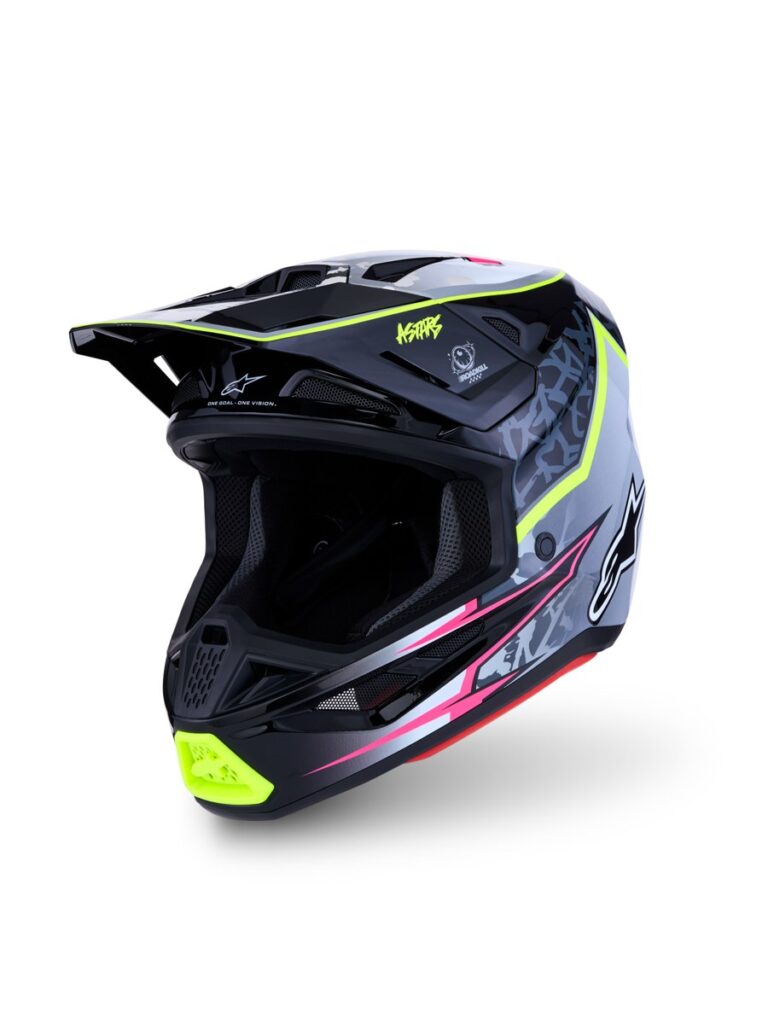 ALPINESTARS SM7 Blaster Helmet (2027) — BLACK/GREY/WHITE/YELLOW FLUO