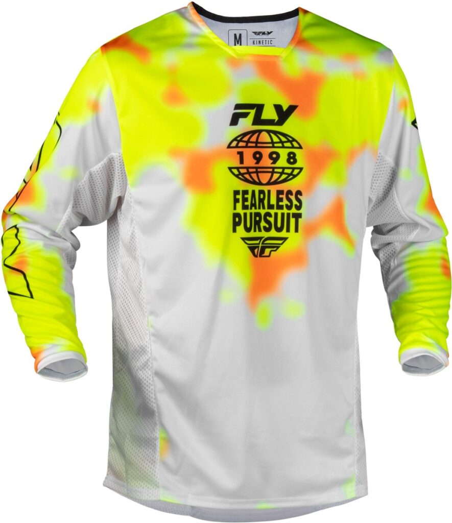 FLY RACING Kinetic Blur Jersey (2027) — White/Hi-Vis/Orange — BLUR