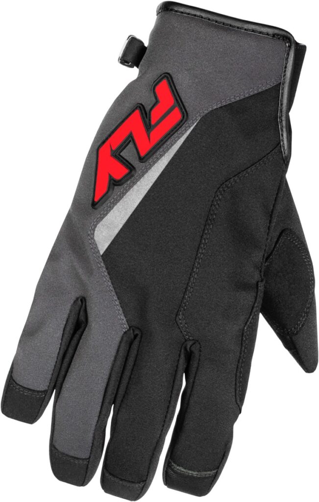 FLY RACING Title Gloves (2026) — Grey/Black/Red