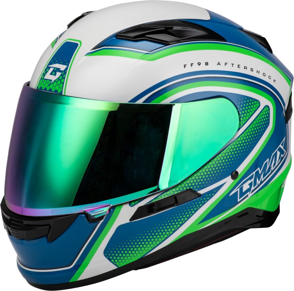 GMAX FF-98 Aftershock Helmet — White/Neon Green — AFTERSHOCK