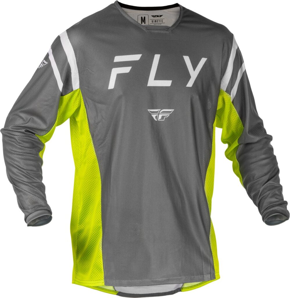 FLY RACING 2025.5 Kinetic Mesh Center Jersey — Grey/White/HI-VIS