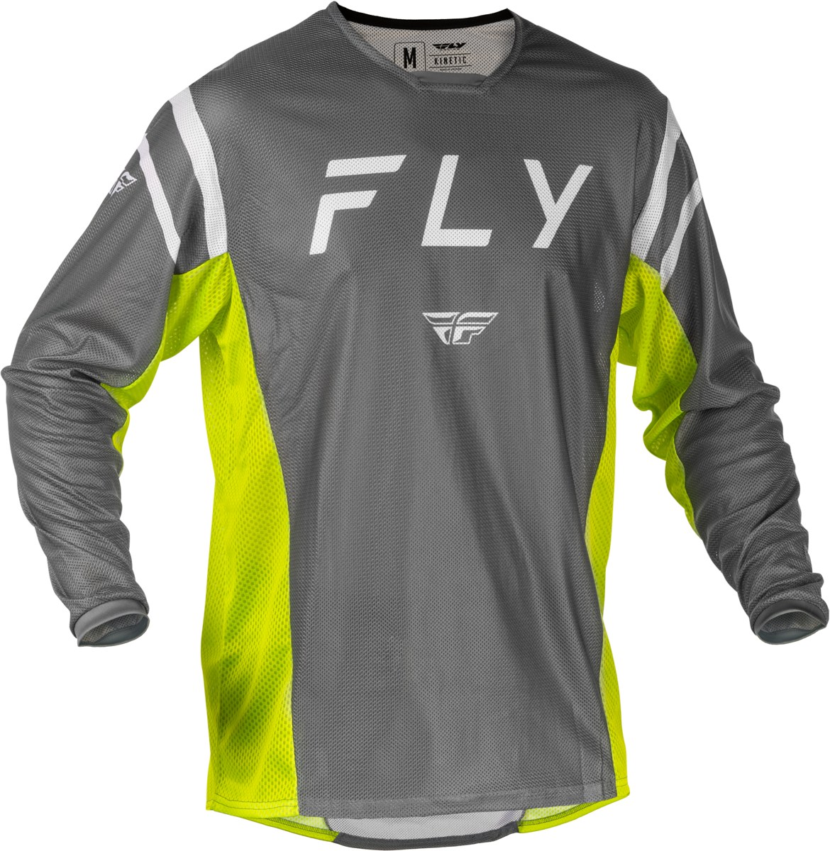 FLY RACING 2025.5 Kinetic Mesh Center Jersey — Grey/White/HI-VIS