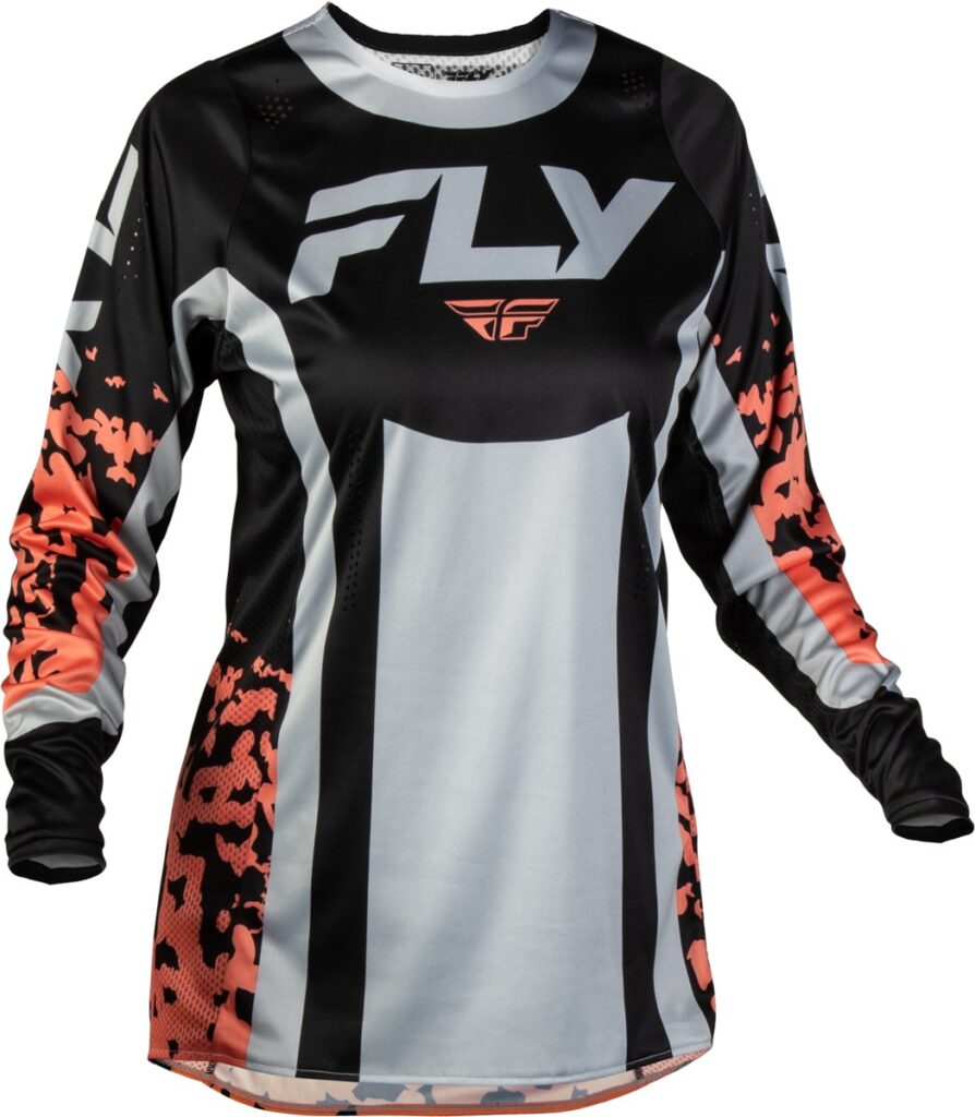 FLY RACING Women's Lite Flake Jersey (2027) — Black/Light Grey/Coral — FLAKE