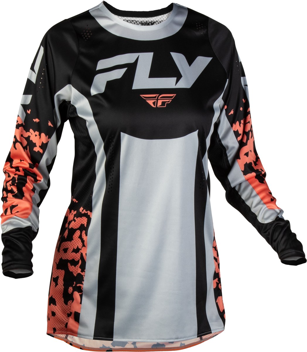 FLY RACING Women's Lite Flake Jersey (2027) — Black/Light Grey/Coral — FLAKE