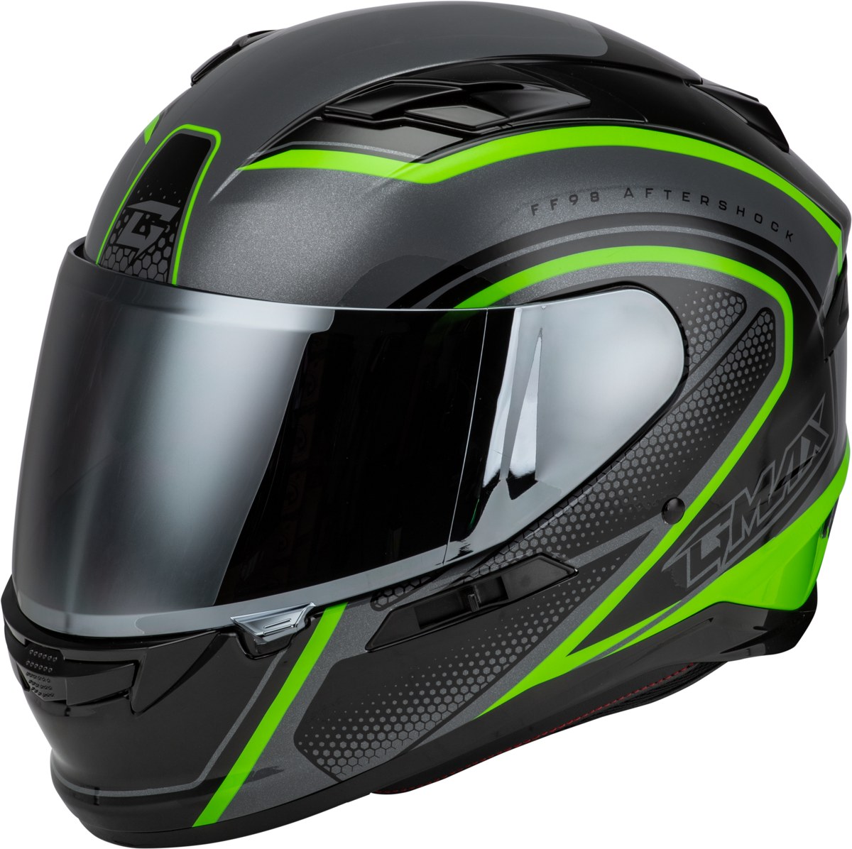 GMAX FF-98 Aftershock Helmet — Grey/Neon Green — AFTERSHOCK