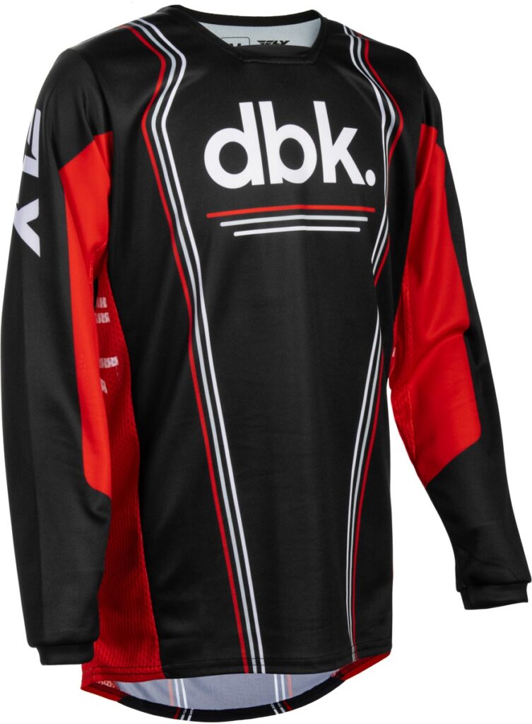 FLY RACING Youth Kinetic DBK Jersey (2027) — Black/Red/White