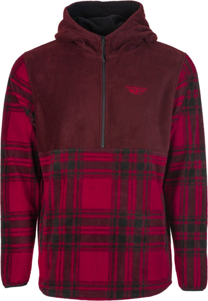 FLY RACING Half Zip Pullover Hoodie — Red Plaid