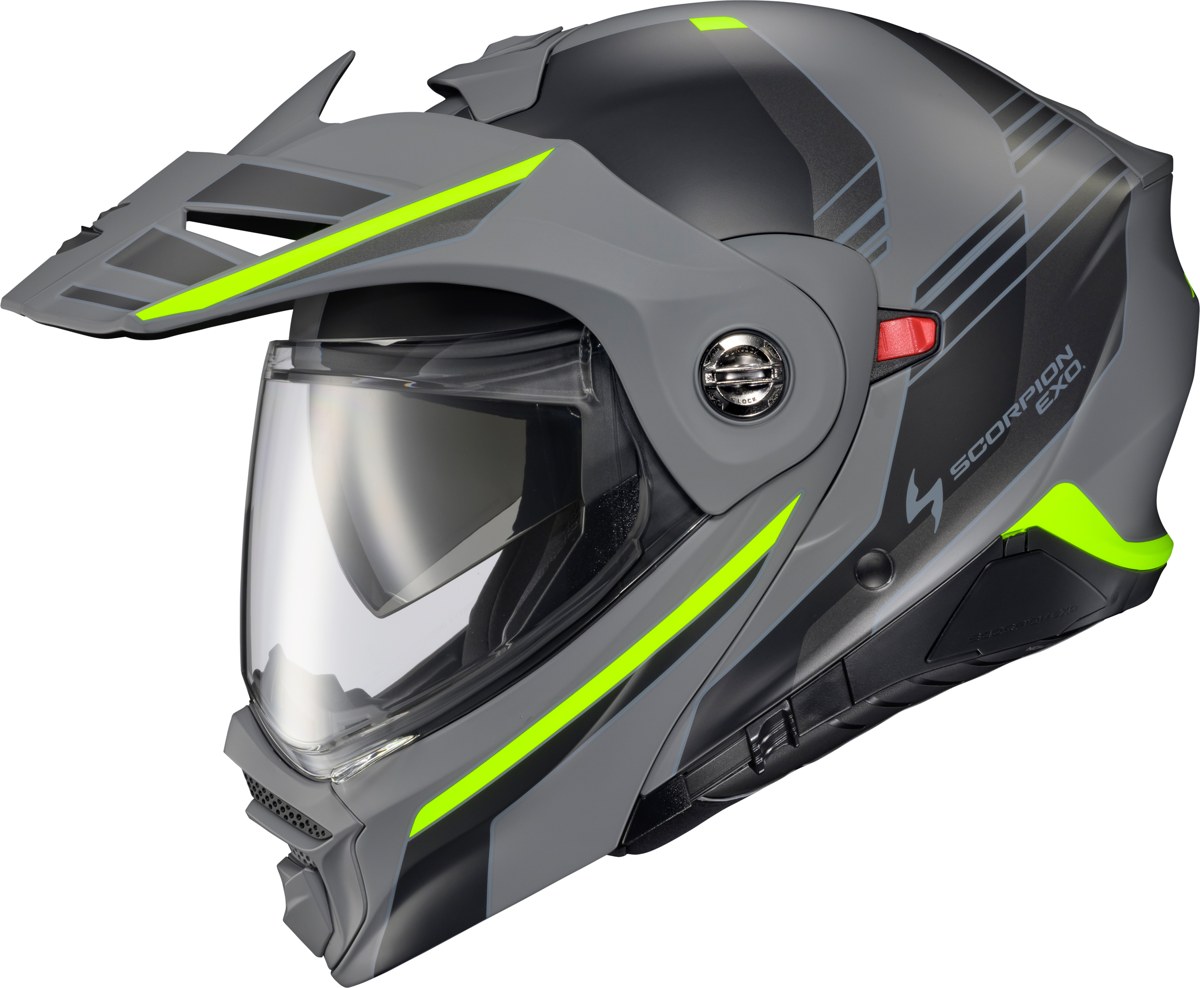 SCORPION EXO EXO-AT960 Modular Helmet — Grey/Hi-Vis — MONK