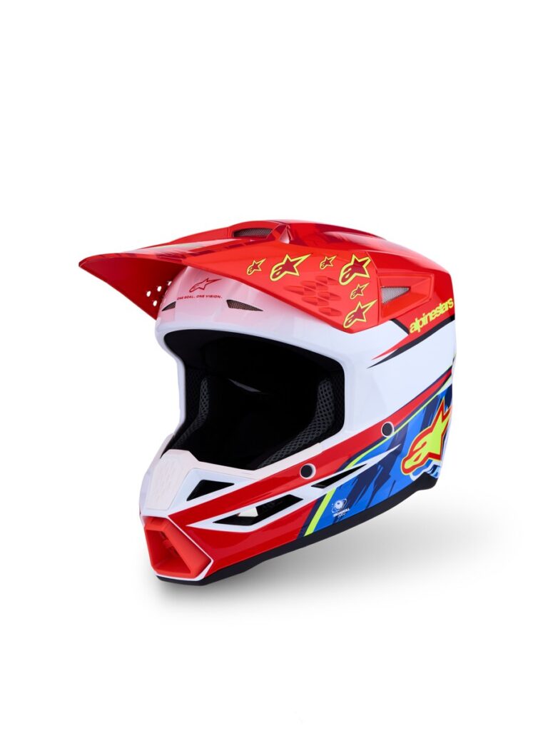 ALPINESTARS Youth SM3 Falcon Helmet (2027) — RED FLUO/WHITE/BLUE/YELLOW FLUO