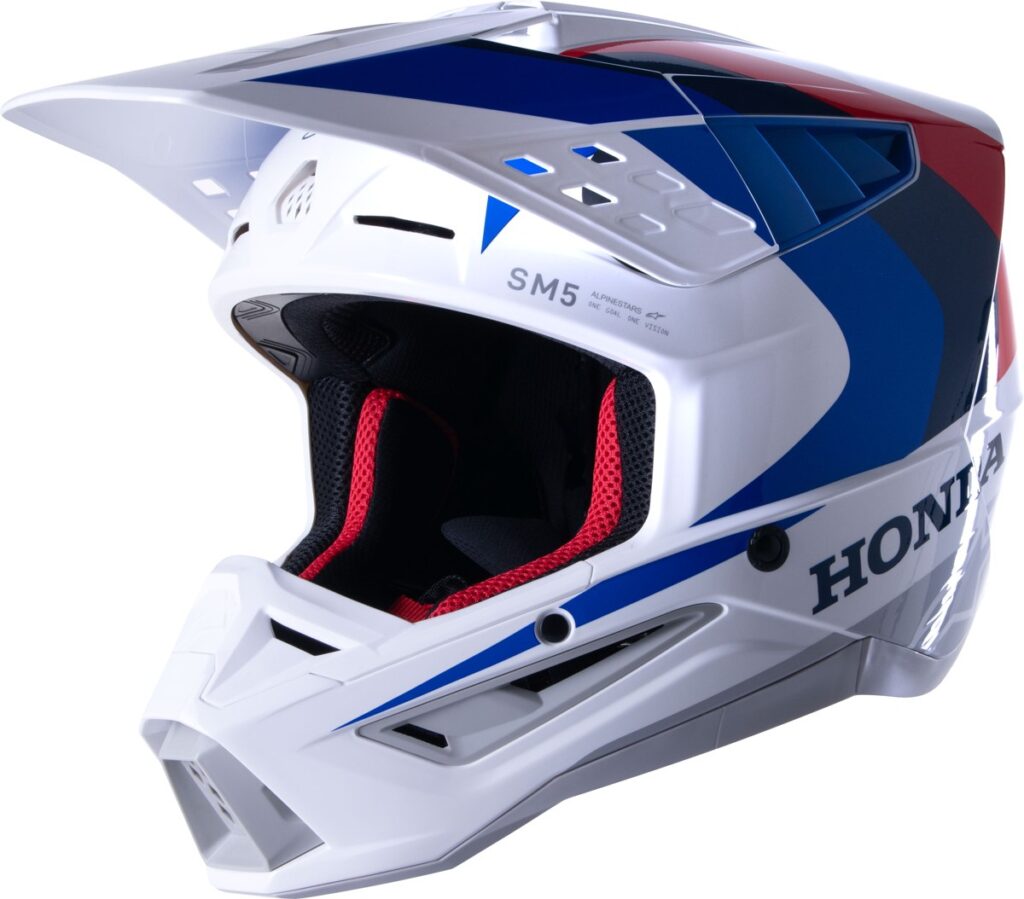 ALPINESTARS S-M5 Helmet — White/Blue/Red — HONDA