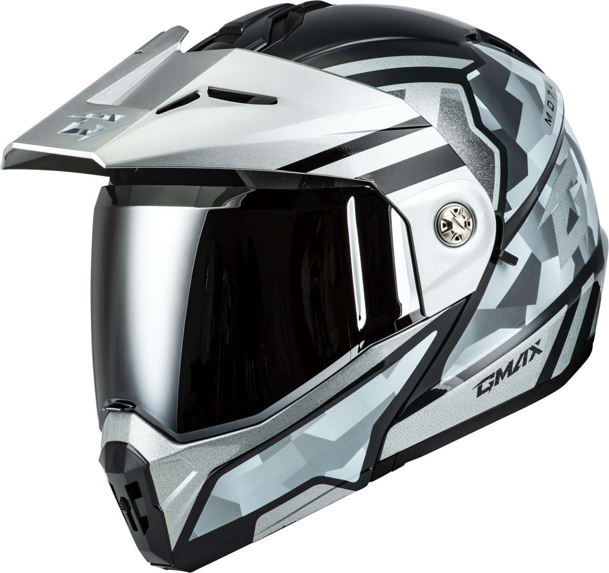 GMAX MD-74 Striker Modular Helmet — Silver/Blue Metallic — STRIKER
