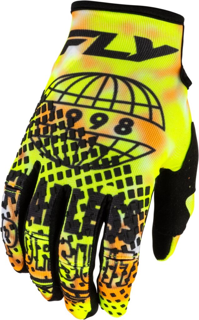 FLY RACING Youth Kinetic Blur Gloves (2027) — White/Hi-Vis/Orange — BLUR