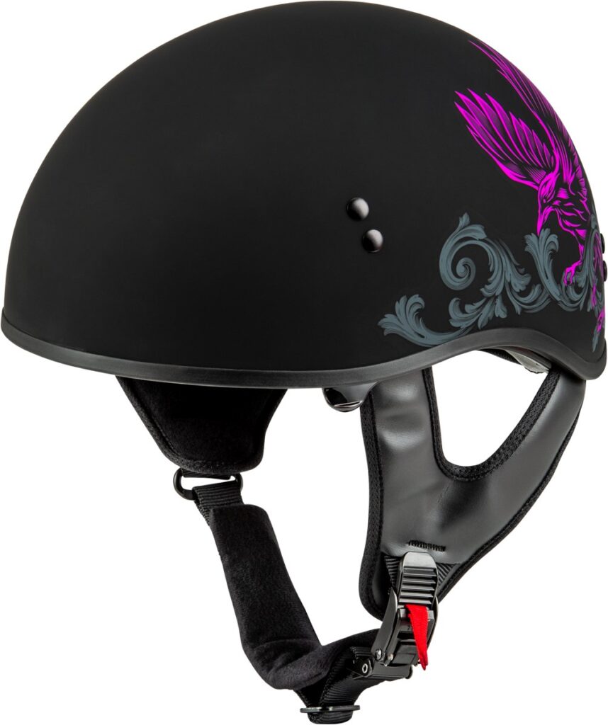 GMAX HH-65 Corvus Helmet — MATTE BLACK/PURPLE/GREY