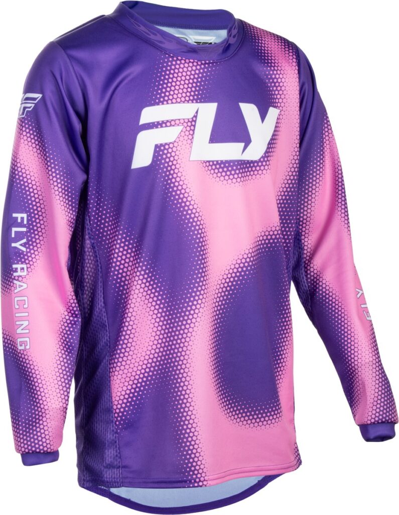 FLY RACING Youth Kinetic Torch Jersey (2027) — Purple/Pink — TORCH