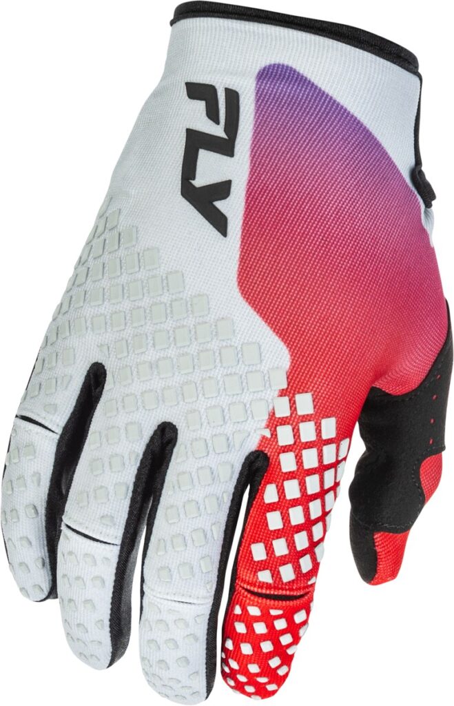 FLY RACING 2026 Youth Kinetic Gloves — Grey/Red/Purple/Black