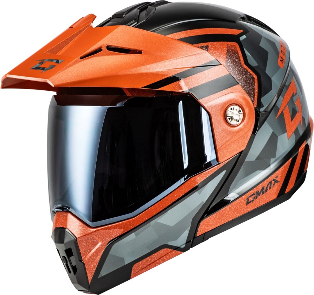 GMAX MD-74 Striker Modular Helmet — Black/Grey/Orange Metallic — STRIKER