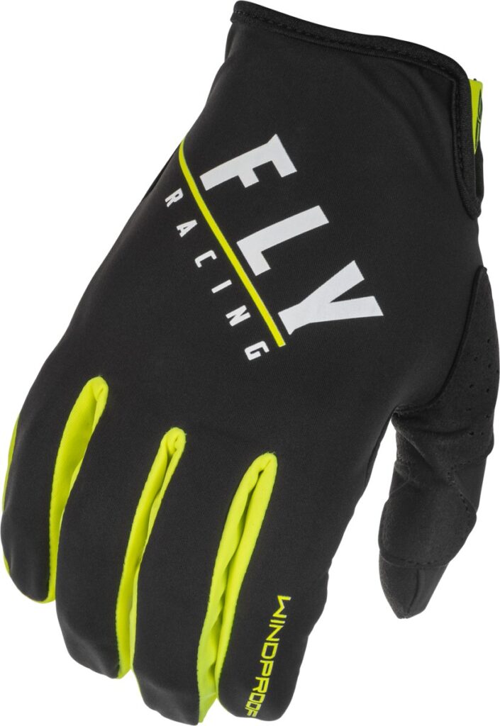 FLY RACING Youth Windproof Lite Gloves — Black/Grey/Hi-Vis Yellow