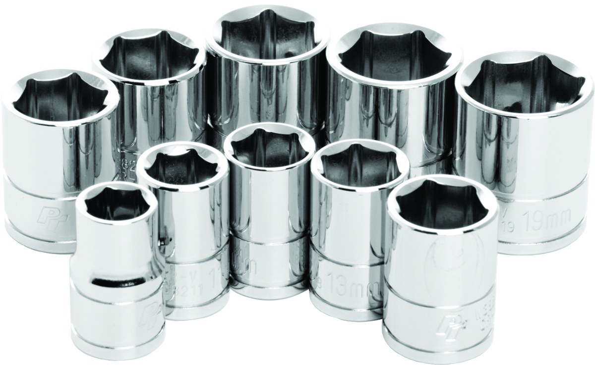 PERFORMANCE TOOL 10 Pc 3/8" Met Socket Set Shallow - W38202