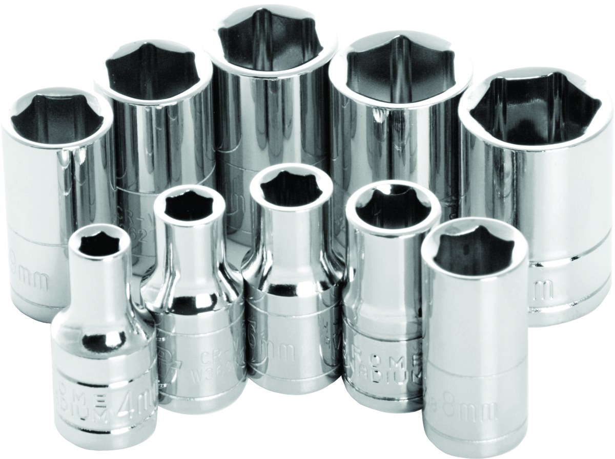 PERFORMANCE TOOL 10 Pc 1/4" Met Socket Set Shallow - W36202