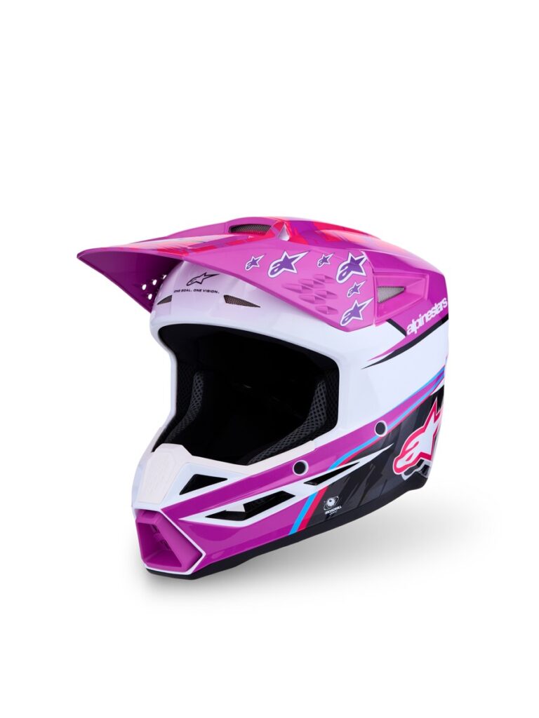 ALPINESTARS Youth SM3 Falcon Helmet (2027) — PURPLE/WHTIE/BLACK/PINK FLUO