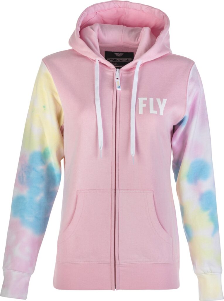 FLY RACING Women's Tie-Die Zip Up Hoodie — Pink/Yellow/Blue