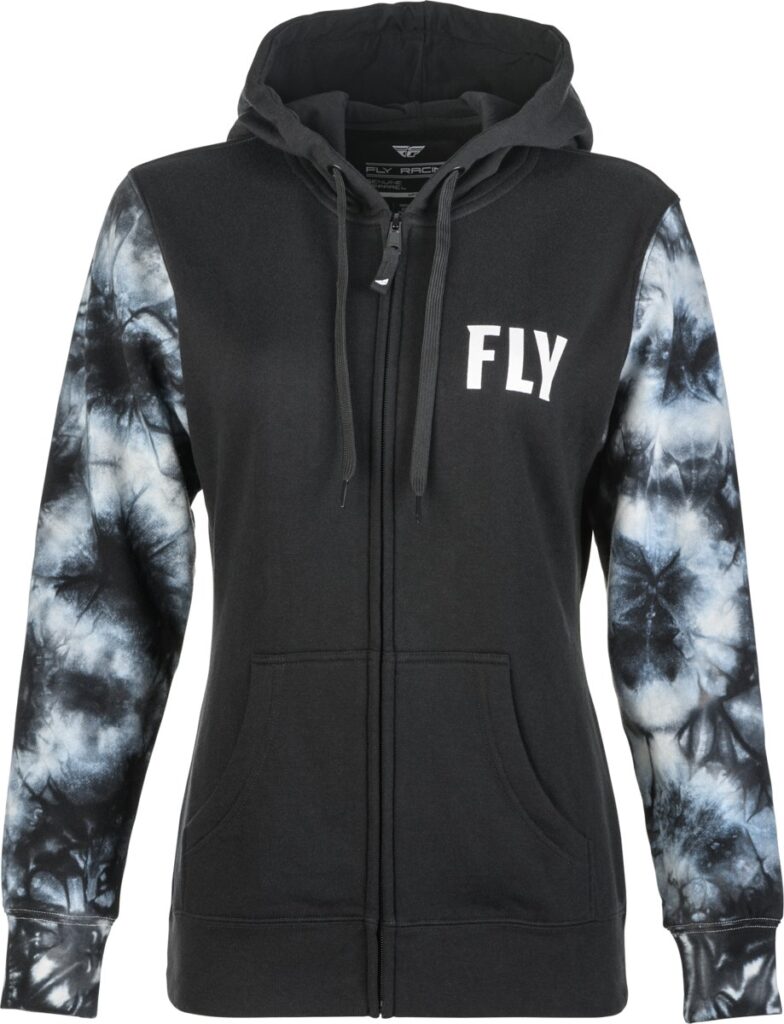 FLY RACING Women's Tie-Die Zip Up Hoodie — Black/Grey