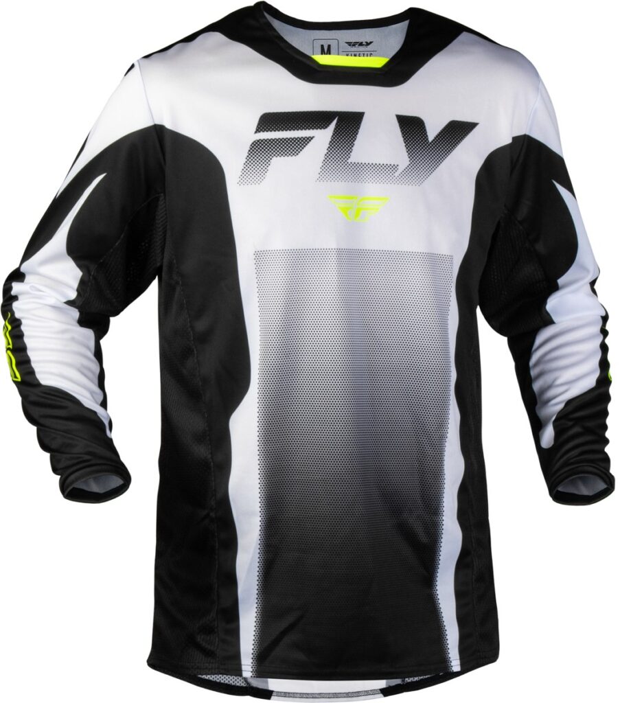 FLY RACING Kinetic Fade Jersey (2027) — White/Black/Hi-Vis — FADE